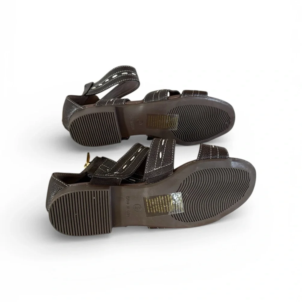 Cushion Walk by Avon Brown Strappy Sandals with White Stitching - Picture 4 of 4